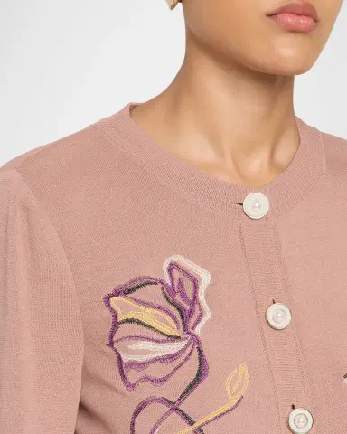 Misook Floral Embroidered Knit Cardigan | Thumbnail 5 Misook Floral Embroidered Knit Cardigan | Thumbnail 5