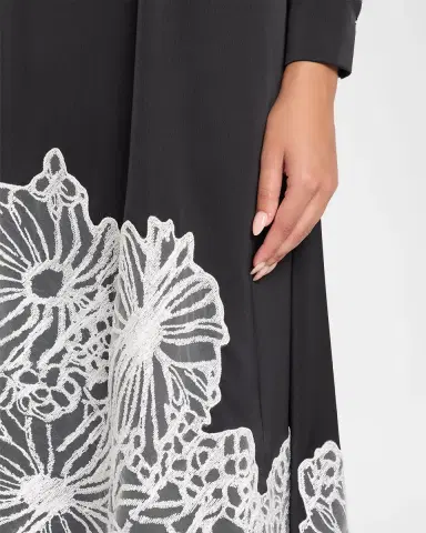Misook Fit & Flare Lace Crepe de Chine Midi Dress | Thumbnail 5 Misook Fit & Flare Lace Crepe de Chine Midi Dress | Thumbnail 5