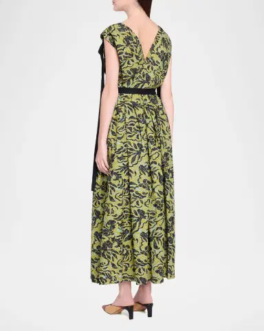 Ulla Johnson Karina Sleeveless Floral Cotton Bow Midi Dress | Thumbnail 3 Ulla Johnson Karina Sleeveless Floral Cotton Bow Midi Dress | Thumbnail 3