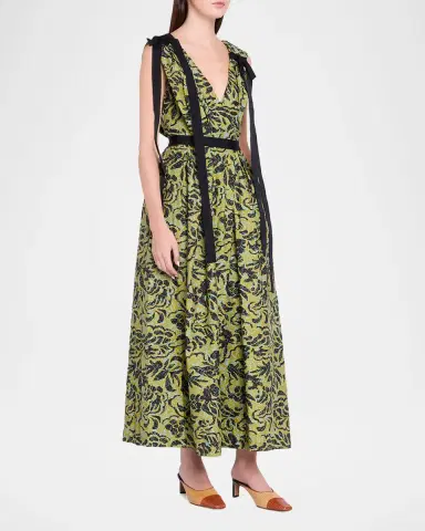 Ulla Johnson Karina Sleeveless Floral Cotton Bow Midi Dress | Thumbnail 4 Ulla Johnson Karina Sleeveless Floral Cotton Bow Midi Dress | Thumbnail 4
