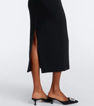 Elie Saab Draped lace-trimmed cady midi dress | Thumbnail 2 Elie Saab Draped lace-trimmed cady midi dress | Thumbnail 2