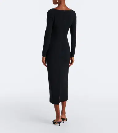 Elie Saab Draped lace-trimmed cady midi dress | Thumbnail 4 Elie Saab Draped lace-trimmed cady midi dress | Thumbnail 4