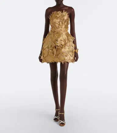 Oscar de la Renta Floral appliqué bustier dress | Thumbnail 4 Oscar de la Renta Floral appliqué bustier dress | Thumbnail 4