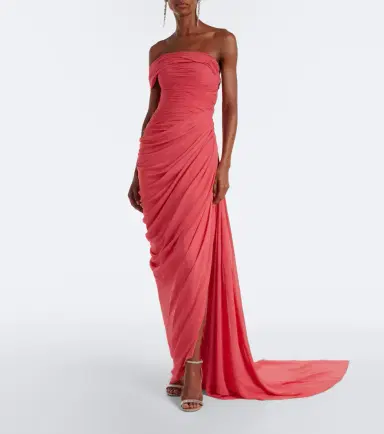 Oscar de la Renta Ruched silk georgette gown | Thumbnail 2 Oscar de la Renta Ruched silk georgette gown | Thumbnail 2