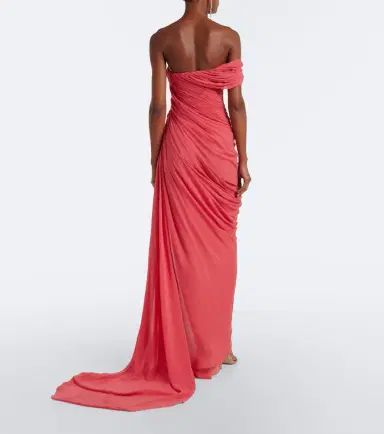 Oscar de la Renta Ruched silk georgette gown | Thumbnail 3 Oscar de la Renta Ruched silk georgette gown | Thumbnail 3