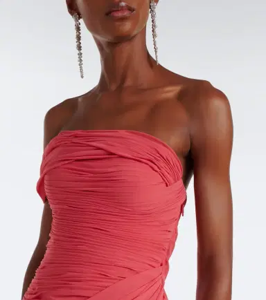 Oscar de la Renta Ruched silk georgette gown | Thumbnail 4 Oscar de la Renta Ruched silk georgette gown | Thumbnail 4
