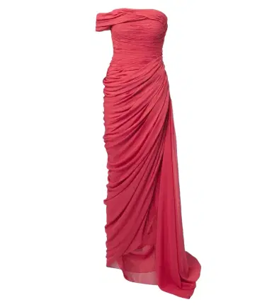 Oscar de la Renta Ruched silk georgette gown | Thumbnail 1 Oscar de la Renta Ruched silk georgette gown | Thumbnail 1