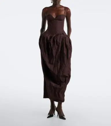 Magda Butrym Gathered cotton-blend bustier dress | Thumbnail 2 Magda Butrym Gathered cotton-blend bustier dress | Thumbnail 2
