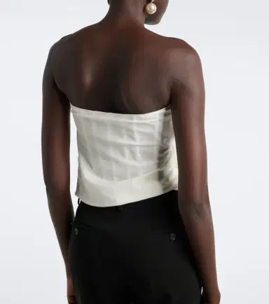 Magda Butrym Draped cotton and silk bustier top | Thumbnail 3 Magda Butrym Draped cotton and silk bustier top | Thumbnail 3