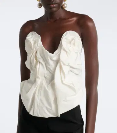 Magda Butrym Draped cotton and silk bustier top | Thumbnail 4 Magda Butrym Draped cotton and silk bustier top | Thumbnail 4
