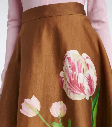 Oscar de la Renta Floral cotton-blend midi skirt | Thumbnail 3 Oscar de la Renta Floral cotton-blend midi skirt | Thumbnail 3