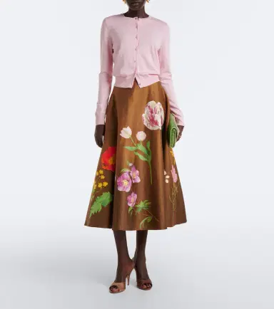 Oscar de la Renta Floral cotton-blend midi skirt | Thumbnail 4 Oscar de la Renta Floral cotton-blend midi skirt | Thumbnail 4