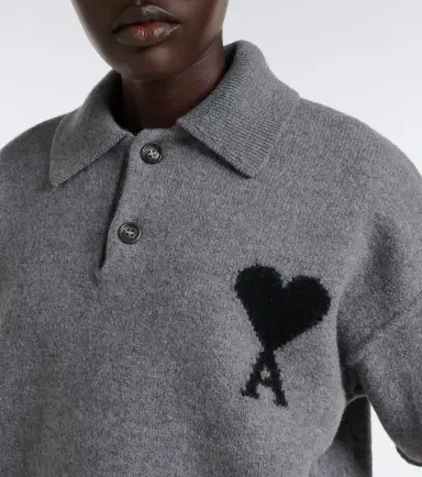 Ami Paris Ami de Coeur wool polo sweater | Thumbnail 4 Ami Paris Ami de Coeur wool polo sweater | Thumbnail 4
