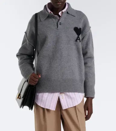 Ami Paris Ami de Coeur wool polo sweater | Thumbnail 5 Ami Paris Ami de Coeur wool polo sweater | Thumbnail 5