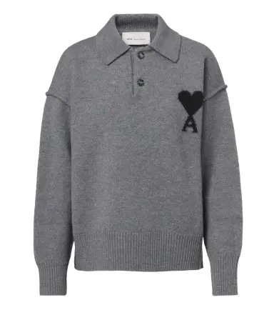Ami Paris Ami de Coeur wool polo sweater | Thumbnail 1 Ami Paris Ami de Coeur wool polo sweater | Thumbnail 1
