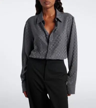 Gucci GG printed silk twill shirt | Thumbnail 4 Gucci GG printed silk twill shirt | Thumbnail 4