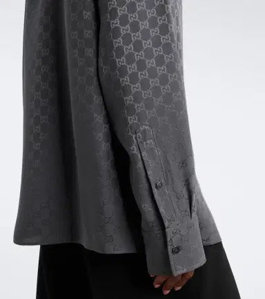 Gucci GG printed silk twill shirt | Thumbnail 5 Gucci GG printed silk twill shirt | Thumbnail 5