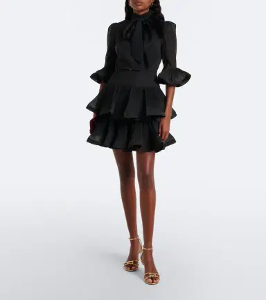Zimmermann Pleated tie-neck minidress | Thumbnail 2 Zimmermann Pleated tie-neck minidress | Thumbnail 2