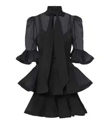 Zimmermann Pleated tie-neck minidress | Thumbnail 1 Zimmermann Pleated tie-neck minidress | Thumbnail 1