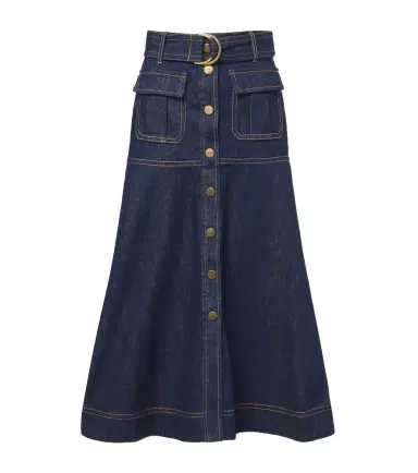 Zimmermann Belted denim midi skirt | Thumbnail 1 Zimmermann Belted denim midi skirt | Thumbnail 1