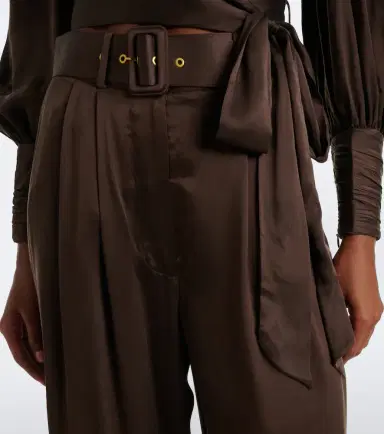 Zimmermann Belted pleated silk satin wide-leg pants | Thumbnail 5 Zimmermann Belted pleated silk satin wide-leg pants | Thumbnail 5