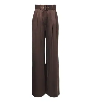 Zimmermann Belted pleated silk satin wide-leg pants | Thumbnail 1 Zimmermann Belted pleated silk satin wide-leg pants | Thumbnail 1