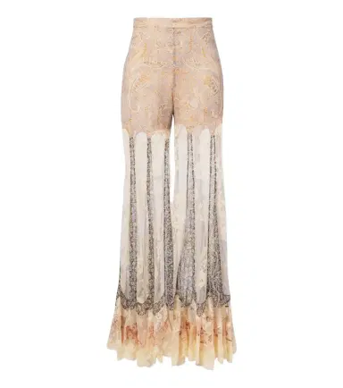 Zimmermann Valiant paneled silk and lace flared pants | Thumbnail 1 Zimmermann Valiant paneled silk and lace flared pants | Thumbnail 1