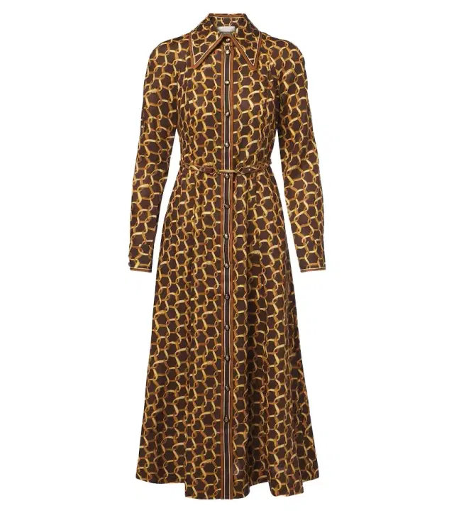 Belted printed linen shirt dress Belted printed linen shirt dress
