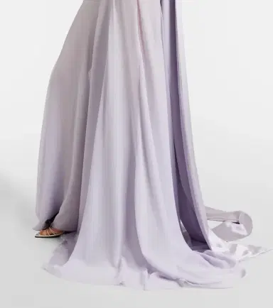 McQueen Bow-detail satin-paneled silk gown | Thumbnail 2 McQueen Bow-detail satin-paneled silk gown | Thumbnail 2