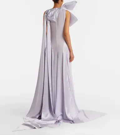 McQueen Bow-detail satin-paneled silk gown | Thumbnail 4 McQueen Bow-detail satin-paneled silk gown | Thumbnail 4