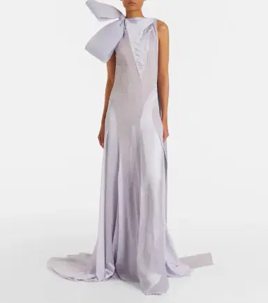 McQueen Bow-detail satin-paneled silk gown | Thumbnail 5 McQueen Bow-detail satin-paneled silk gown | Thumbnail 5