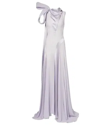 McQueen Bow-detail satin-paneled silk gown | Thumbnail 1 McQueen Bow-detail satin-paneled silk gown | Thumbnail 1