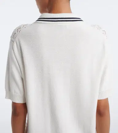 Miu Miu Open-knit cotton polo shirt | Thumbnail 2 Miu Miu Open-knit cotton polo shirt | Thumbnail 2