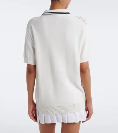 Miu Miu Open-knit cotton polo shirt | Thumbnail 5 Miu Miu Open-knit cotton polo shirt | Thumbnail 5