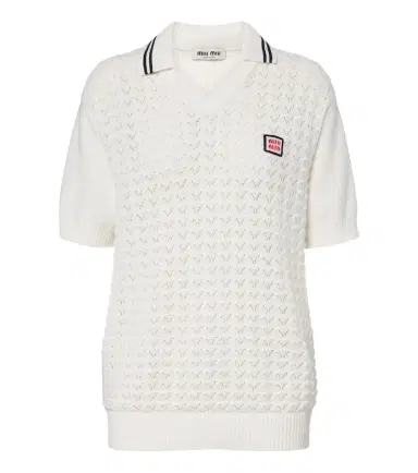 Miu Miu Open-knit cotton polo shirt | Thumbnail 1 Miu Miu Open-knit cotton polo shirt | Thumbnail 1