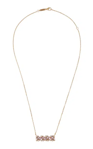 Suzanne Kalan 18kr Shimmer Light Pink Sapphire Bar Pendant Necklace | Thumbnail 1 Suzanne Kalan 18kr Shimmer Light Pink Sapphire Bar Pendant Necklace | Thumbnail 1