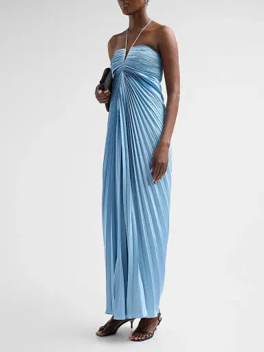 AMUR Women's Ionea Pleated Halterneck Gown - Tropical Dusk | Thumbnail 4 AMUR Women's Ionea Pleated Halterneck Gown - Tropical Dusk | Thumbnail 4