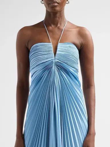 AMUR Women's Ionea Pleated Halterneck Gown - Tropical Dusk | Thumbnail 5 AMUR Women's Ionea Pleated Halterneck Gown - Tropical Dusk | Thumbnail 5