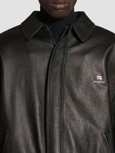 Balenciaga Men's Sporty B Shearling Jacket - Black | Thumbnail 6 Balenciaga Men's Sporty B Shearling Jacket - Black | Thumbnail 6