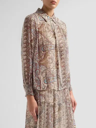 ba & sh Women's Cleo Paisley Print Shirt - Bleu | Thumbnail 4 ba & sh Women's Cleo Paisley Print Shirt - Bleu | Thumbnail 4