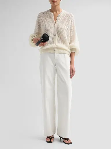 ba & sh Women's Isolar Pointelle-Knit Cardigan - Ecru | Thumbnail 2 ba & sh Women's Isolar Pointelle-Knit Cardigan - Ecru | Thumbnail 2