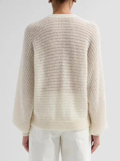 ba & sh Women's Isolar Pointelle-Knit Cardigan - Ecru | Thumbnail 3 ba & sh Women's Isolar Pointelle-Knit Cardigan - Ecru | Thumbnail 3