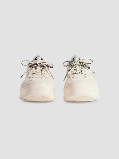 Balenciaga Women's Hamptons Suede Platform Sneakers - Beige Black | Thumbnail 4 Balenciaga Women's Hamptons Suede Platform Sneakers - Beige Black | Thumbnail 4