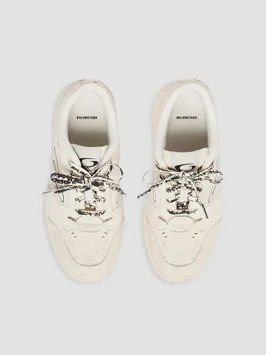 Balenciaga Women's Hamptons Suede Platform Sneakers - Beige Black | Thumbnail 5 Balenciaga Women's Hamptons Suede Platform Sneakers - Beige Black | Thumbnail 5