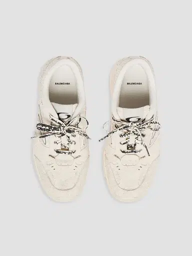 Balenciaga Women's Hamptons Suede Platform Sneakers - Beige Black | Thumbnail 7 Balenciaga Women's Hamptons Suede Platform Sneakers - Beige Black | Thumbnail 7
