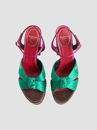 Valentino Garavani Women's 125MM Sandals with Crasher Platform in Satin | Thumbnail 4 Valentino Garavani Women's 125MM Sandals with Crasher Platform in Satin | Thumbnail 4