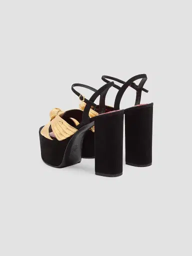 Valentino Garavani Women's Crasher Platform 5MM Sandals in Suede - Black Gold | Thumbnail 4 Valentino Garavani Women's Crasher Platform 5MM Sandals in Suede - Black Gold | Thumbnail 4