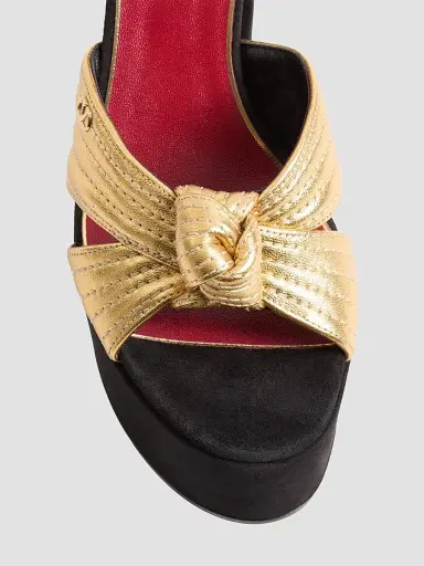 Valentino Garavani Women's Crasher Platform 5MM Sandals in Suede - Black Gold | Thumbnail 5 Valentino Garavani Women's Crasher Platform 5MM Sandals in Suede - Black Gold | Thumbnail 5