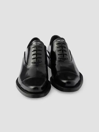 Prada Women's Brushed Leather Lace-Up Shoes - Black | Thumbnail 4 Prada Women's Brushed Leather Lace-Up Shoes - Black | Thumbnail 4