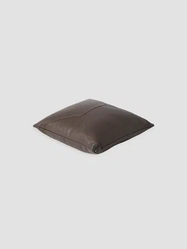 Brunello Cucinelli Grained Leather Cushion with Monili - Cigar | Thumbnail 2 Brunello Cucinelli Grained Leather Cushion with Monili - Cigar | Thumbnail 2